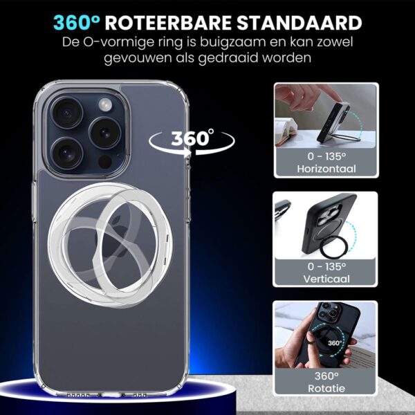Casify MagSafe Hoesje met 360° verstelbaar Kickstand Standaard Transparant2